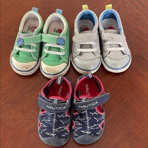 3 Pairs of Toddler Boys Shoes Nautica Kids Shoes and See Kai Run - size 6